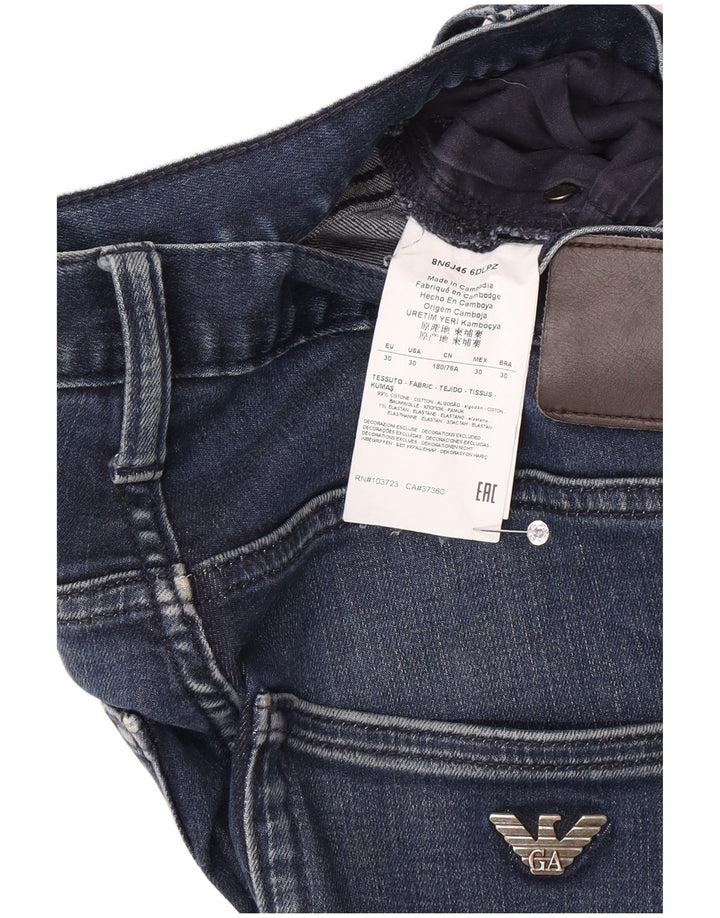 ARMANI Mens Slim Jeans W30 L32 Blue Cotton