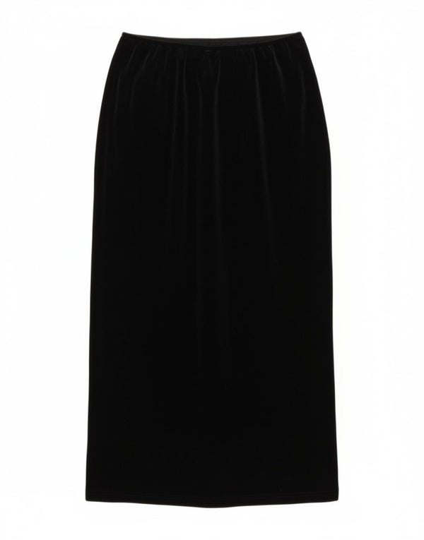 Vintage Womens Velvet Maxi Skirt UK 16 Large W34 Black Polyester