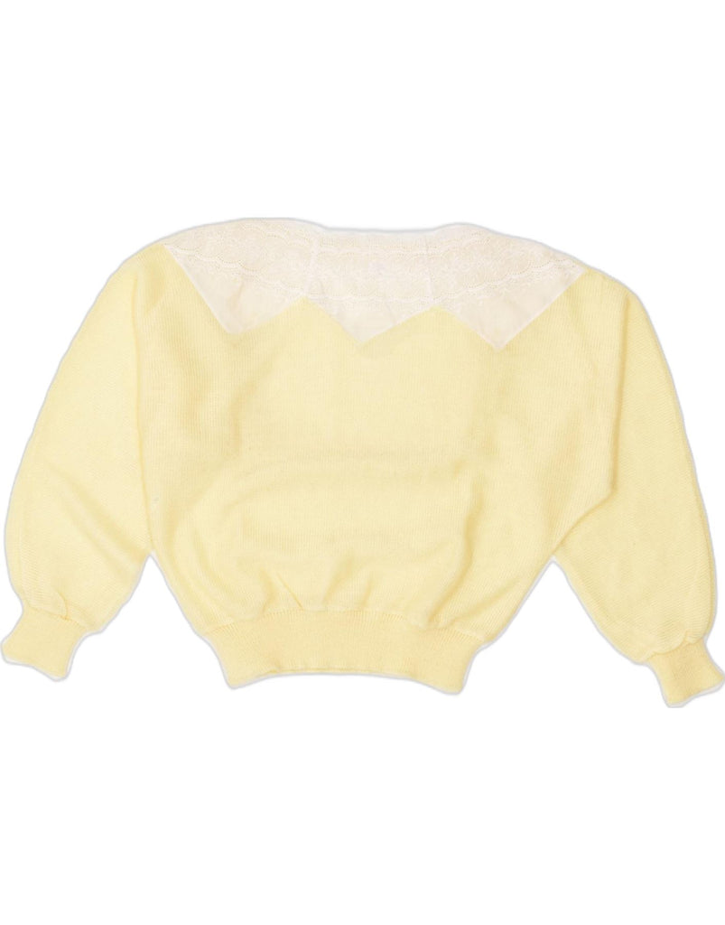 VINTAGE Womens Boat Neck Jumper Sweater UK 16 Large Yellow Cotton | Vintage | Thrift | Second-Hand | Used Clothing | Messina Hembry 