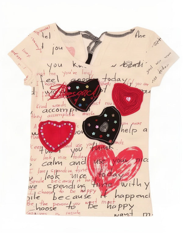 Desigual Womens Graphic T-Shirt Top UK 12 Medium White