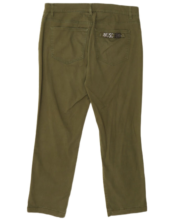 Moschino Womens Slim Casual Trousers IT 52 2XL W36 L26 Green Cotton