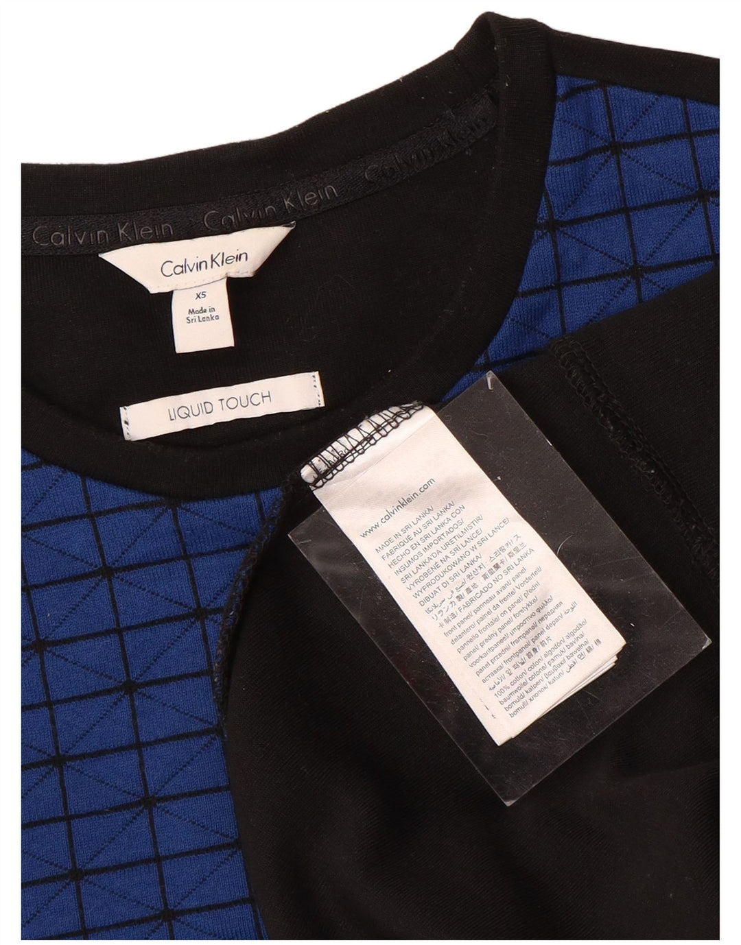 CALVIN KLEIN Mens Sweatshirt Jumper XS Blue Geometric Cotton