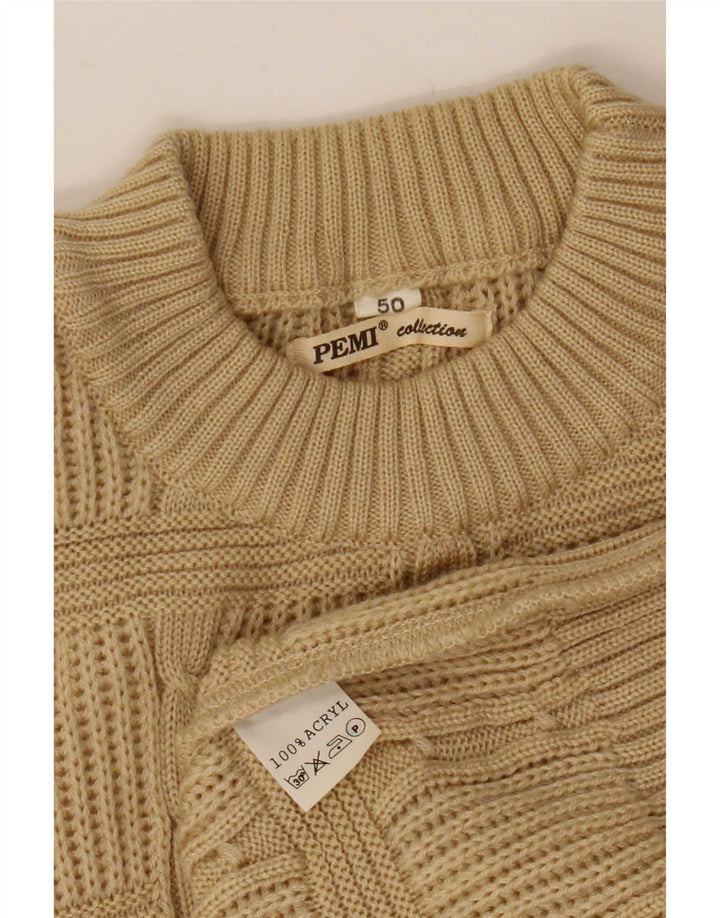 Vintage Mens Crew Neck Jumper Sweater IT 50 Medium Beige Acrylic