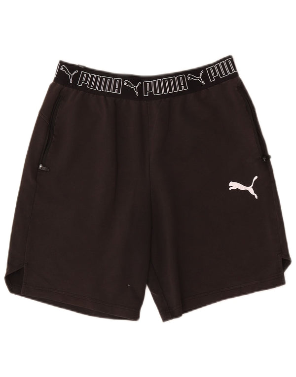 Puma Mens Graphic Sport Shorts Medium  Black Cotton