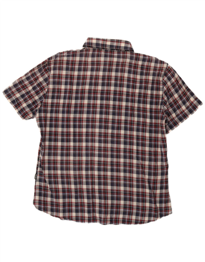 Moschino Mens Short Sleeve Shirt 3XL Navy Blue Check