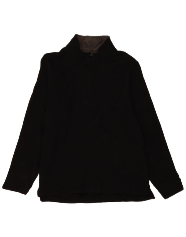 Wrangler Mens Zip Neck Fleece Jumper Large Black Polyester