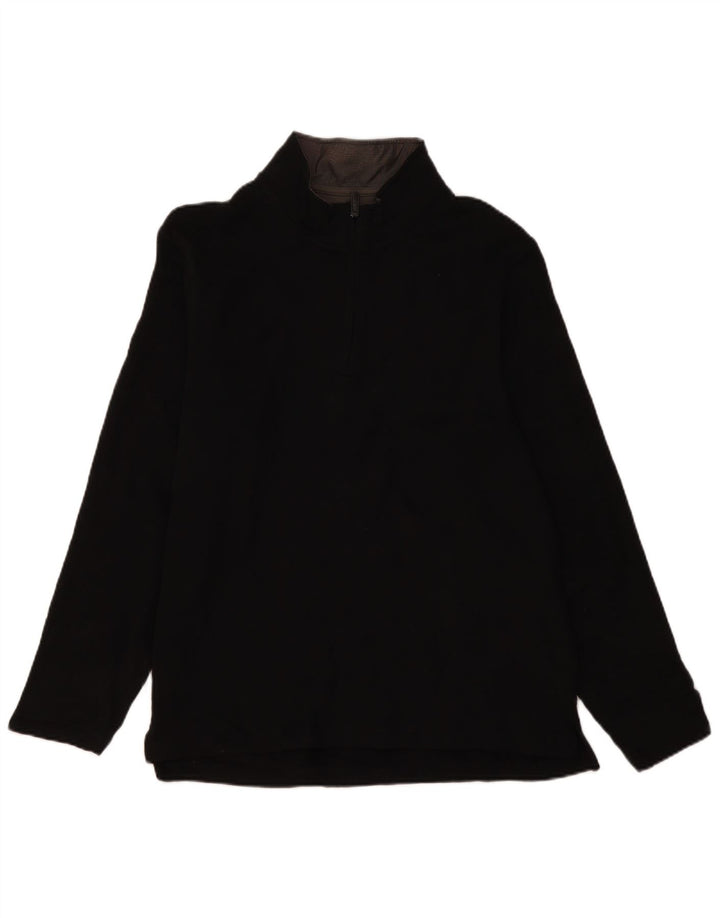 Wrangler Mens Zip Neck Fleece Jumper Large Black Polyester