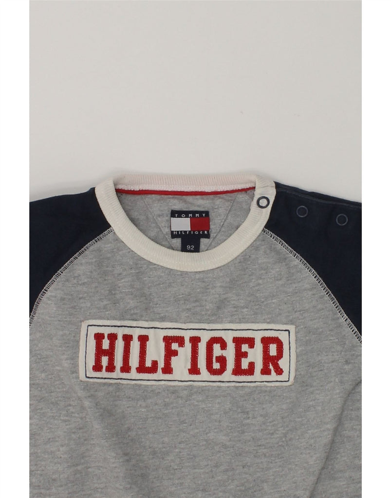 TOMMY HILFIGER Baby Boys Graphic T-Shirt Top 18-24 Months Grey Colourblock | Vintage Tommy Hilfiger | Thrift | Second-Hand Tommy Hilfiger | Used Clothing | Messina Hembry 