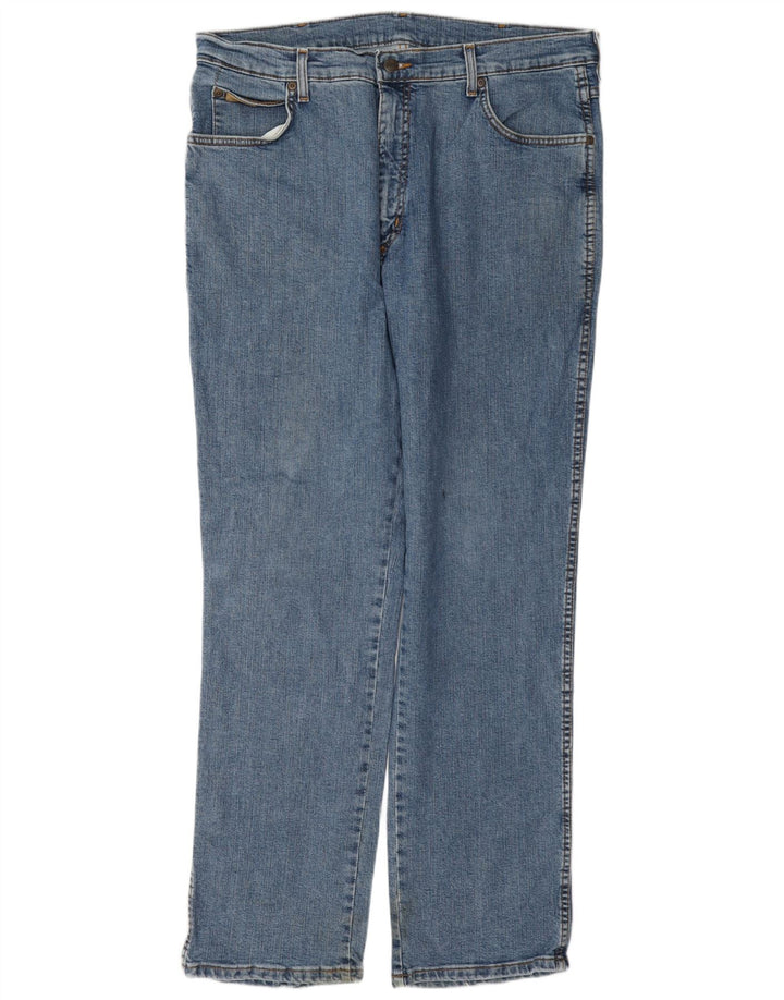 Wrangler Mens Texas Stretch Straight Jeans W38 L32 Blue Cotton