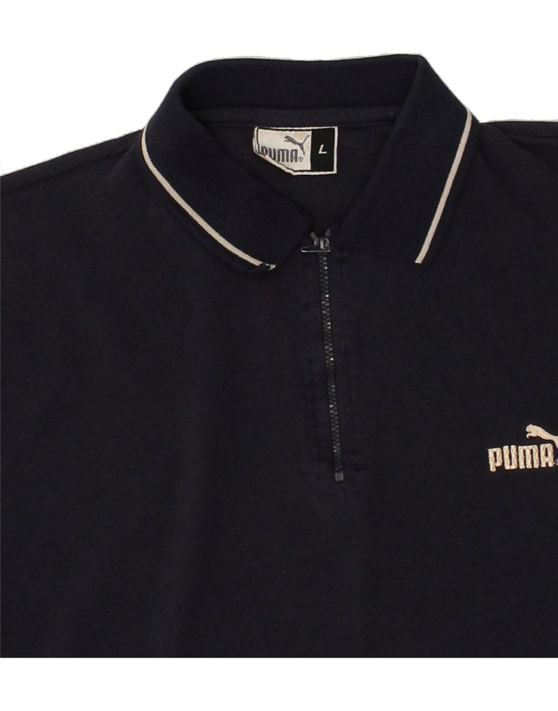 PUMA Mens Polo Shirt Large Navy Blue Cotton | Vintage Puma | Thrift | Second-Hand Puma | Used Clothing | Messina Hembry 