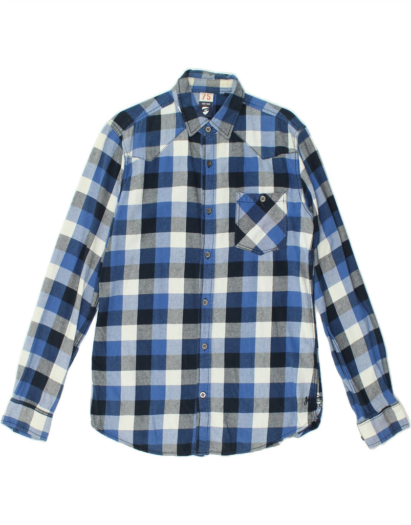 JACK & JONES Mens Flannel Shirt Medium Blue Check Cotton | Vintage Jack & Jones | Thrift | Second-Hand Jack & Jones | Used Clothing | Messina Hembry 