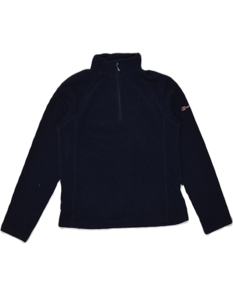 BERGHAUS Womens Zip Neck Fleece Jumper UK 16 Large Navy Blue Polyester | Vintage Berghaus | Thrift | Second-Hand Berghaus | Used Clothing | Messina Hembry 