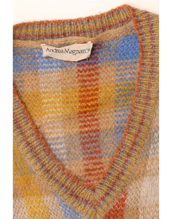 Vintage Mens Vest Tank Top Large Multicoloured Check