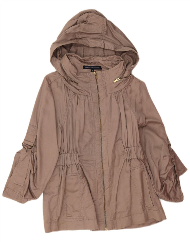 French Connection Womens Hooded Utility Jacket UK 14 Large Beige Cotton