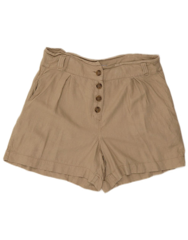 Fat Face Womens High Waist Pegged Chino Shorts UK 12 Medium W34 Beige Linen