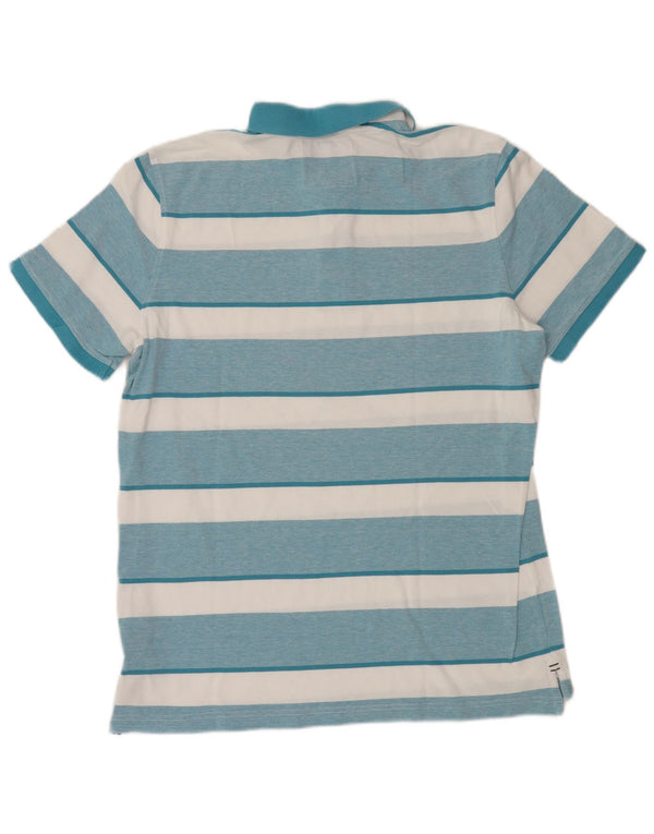 Crew Clothing Mens Polo Shirt Large Blue Striped Cotton