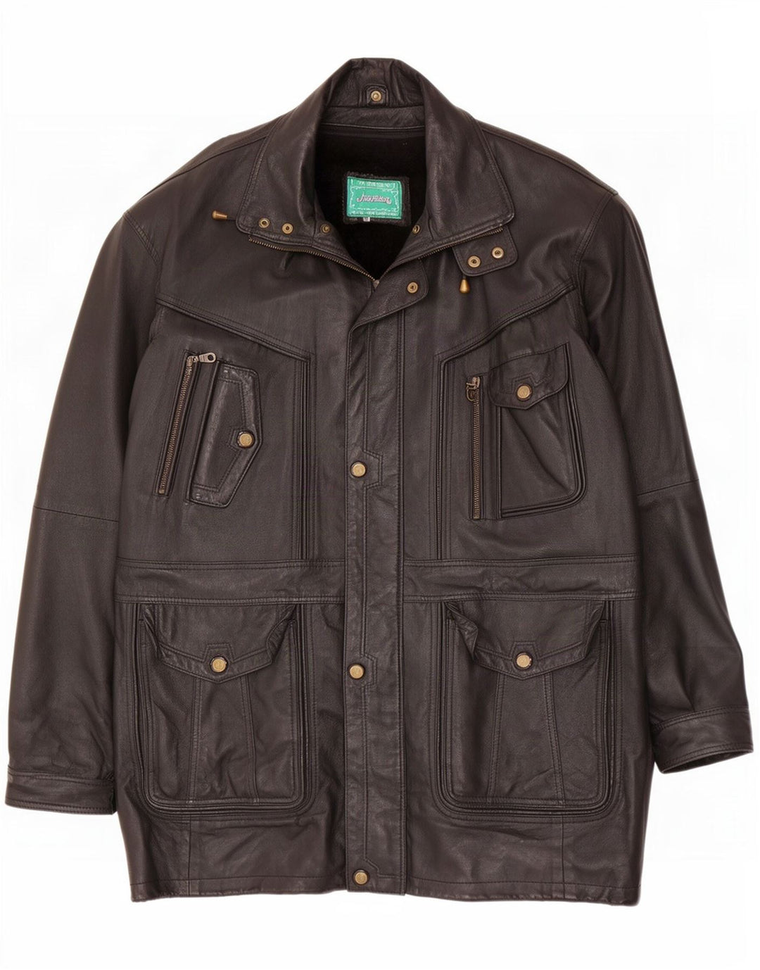 Vintage Mens Sherpa Leather Coat UK 44 2XL Black