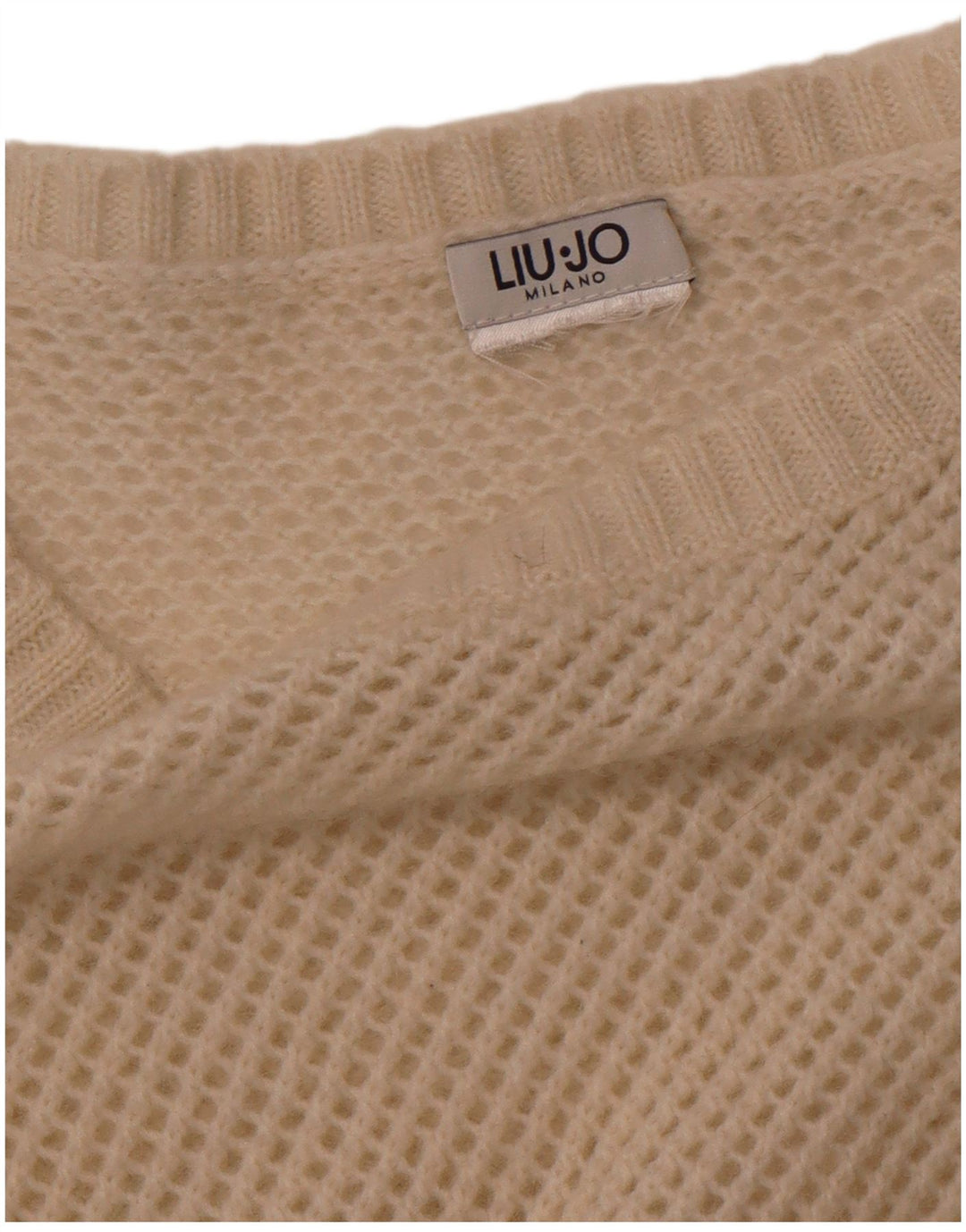 LIU JO Womens Crop Crochet Boat Neck Jumper Sweater UK 12 Medium White
