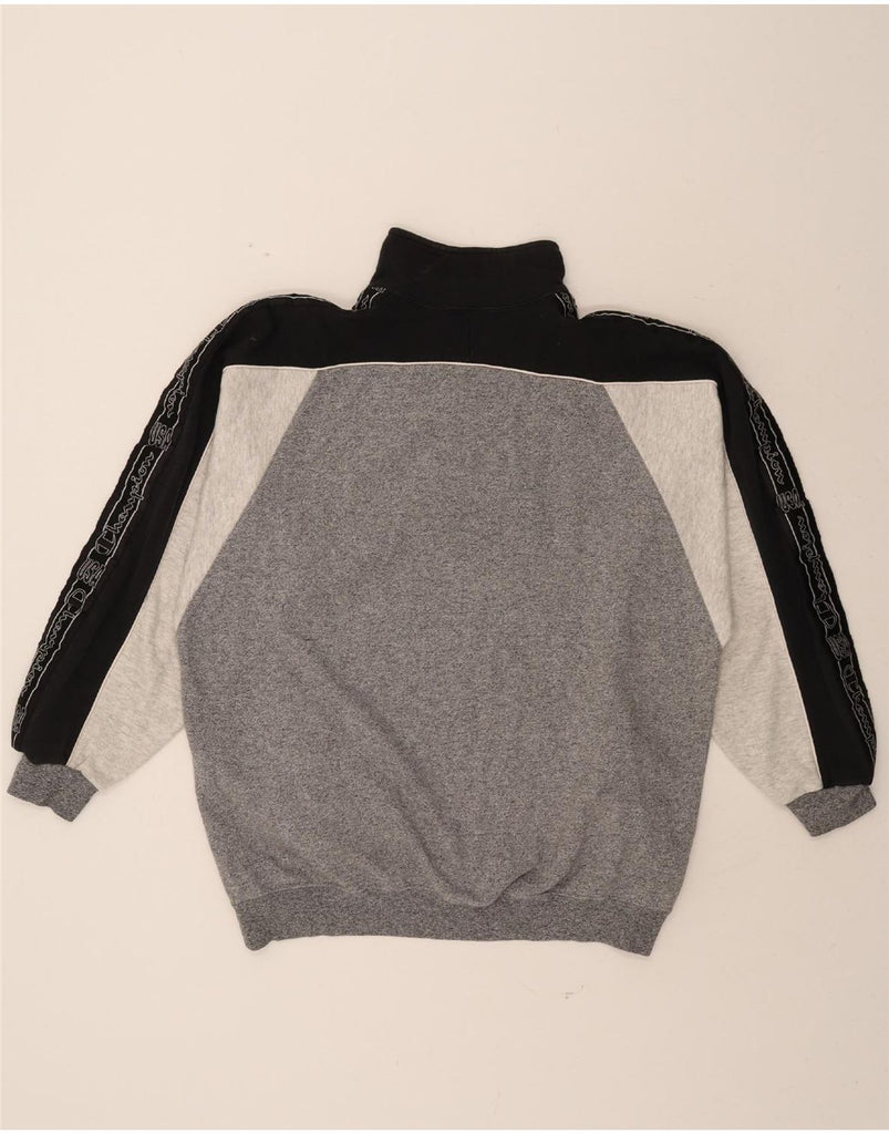 CHAMPION Mens Graphic Zip Neck Sweatshirt Jumper XL Grey Colourblock Vintage Champion and Second-Hand Champion from Messina Hembry 