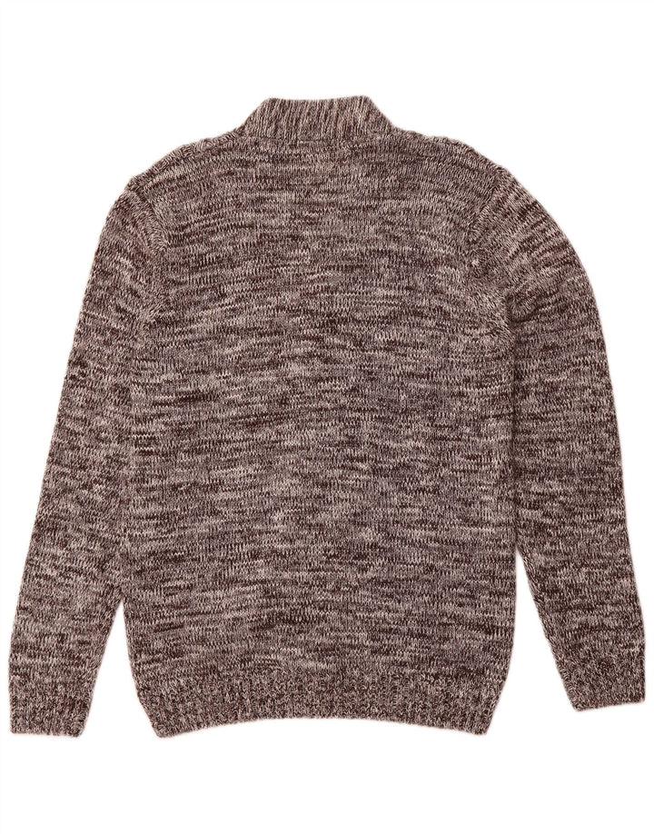 Vintage Mens Cardigan Sweater Large Brown Flecked Cotton