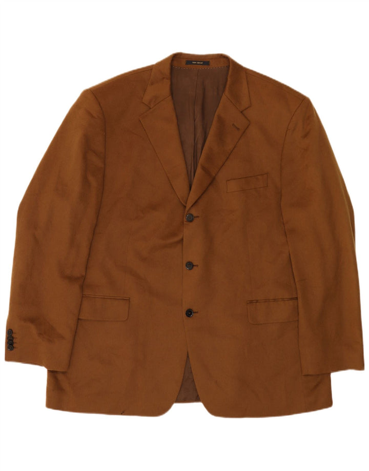 VAN GRAAF Mens 3 Button Blazer Jacket UK 42 XL Brown Cashmere