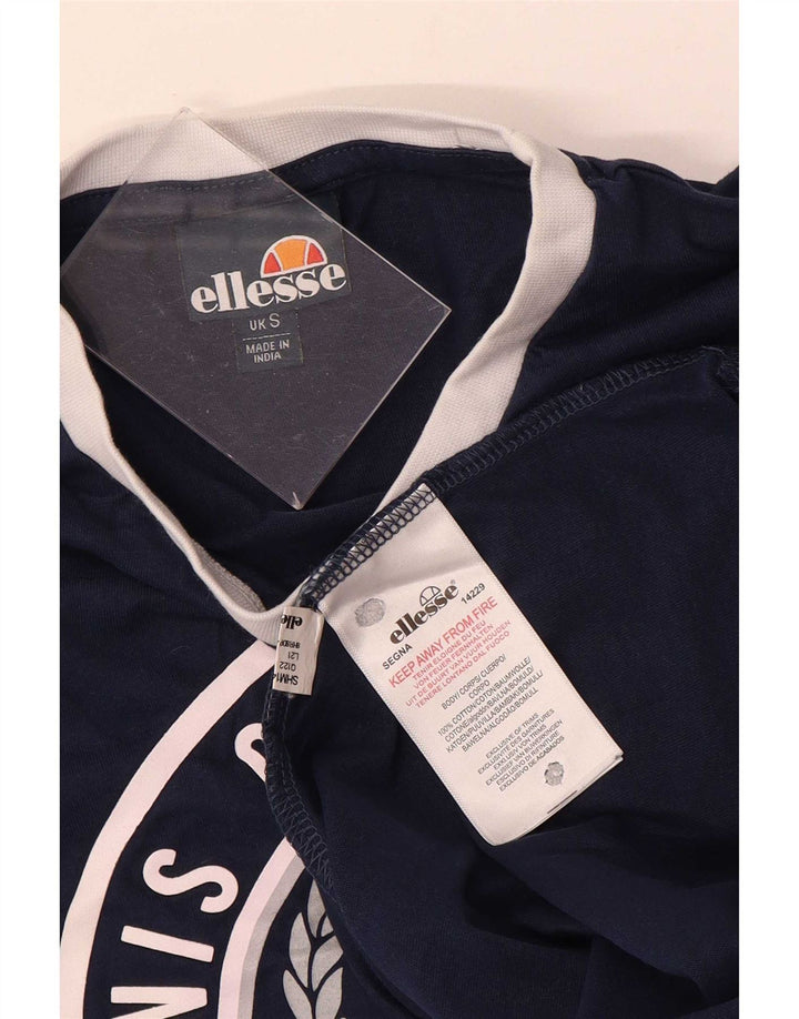 Ellesse Mens Regular Graphic T-Shirt Top Small Navy Blue Cotton