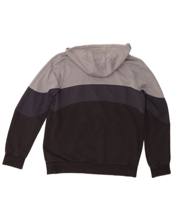 Adidas Boys Graphic Hoodie Jumper 11-12 Years Grey Colourblock Cotton