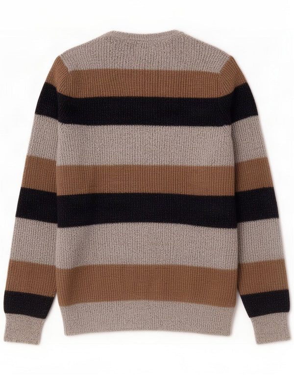 Marks & Spencer Mens Crew Neck Jumper Sweater Small Grey Striped
