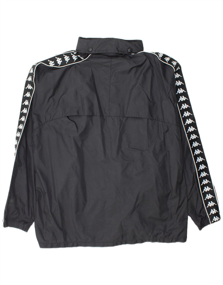 KAPPA Mens Graphic Windbreaker Jacket UK 42 XL Black Nylon