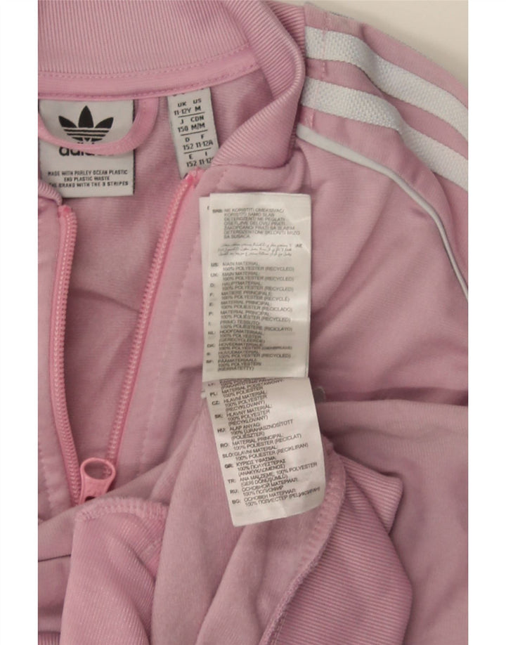 Adidas Girls Tracksuit Top Jacket 11-12 Years Pink Polyester