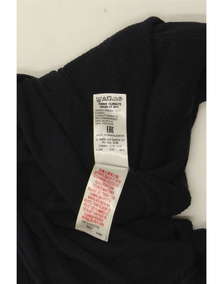 Marks & Spencer Womens Open Cardigan Sweater UK 10 Small Navy Blue Acrylic
