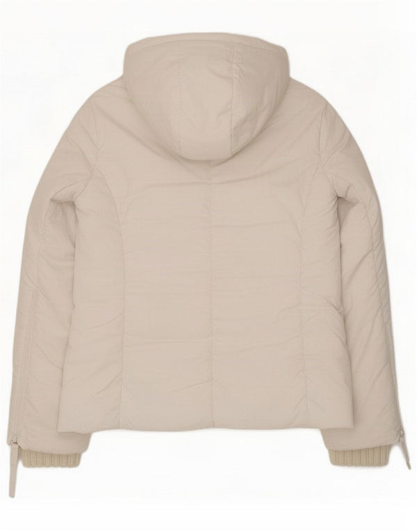 Zara Womens Hooded Padded Jacket UK 14 Medium White Polyester