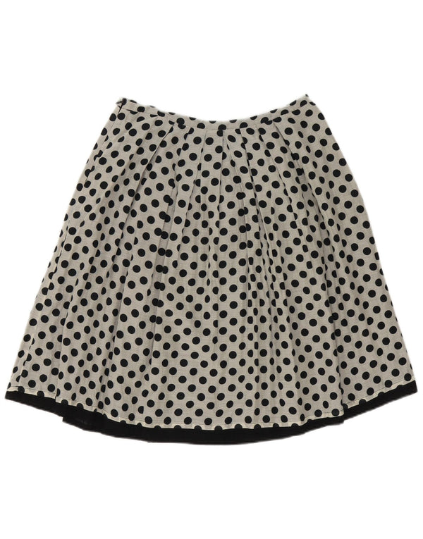 Benetton Womens Pleated A-Line Skirt IT 42 Medium W30 Grey Polka Dot Cotton