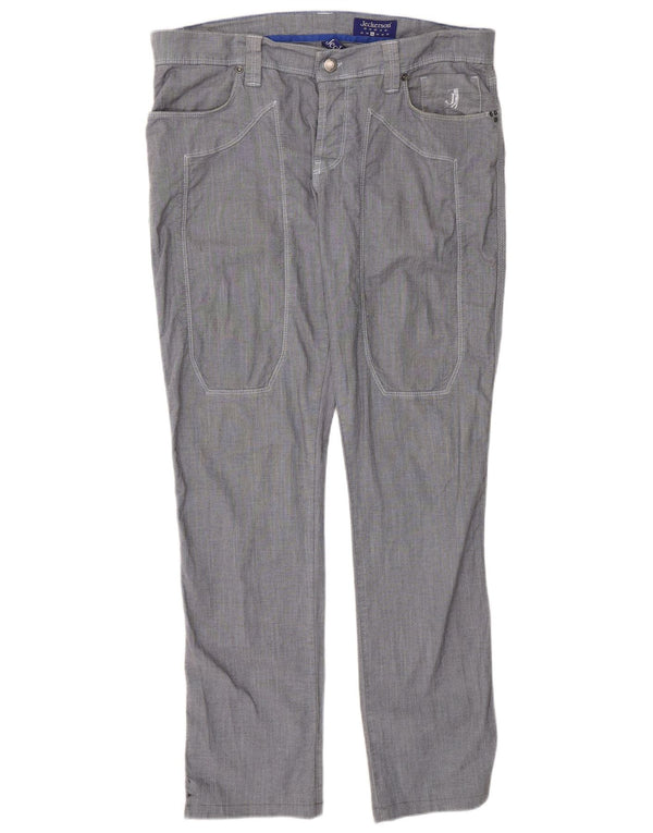 Jeckerson Mens Slim Casual Trousers W36 L32 Grey Cotton