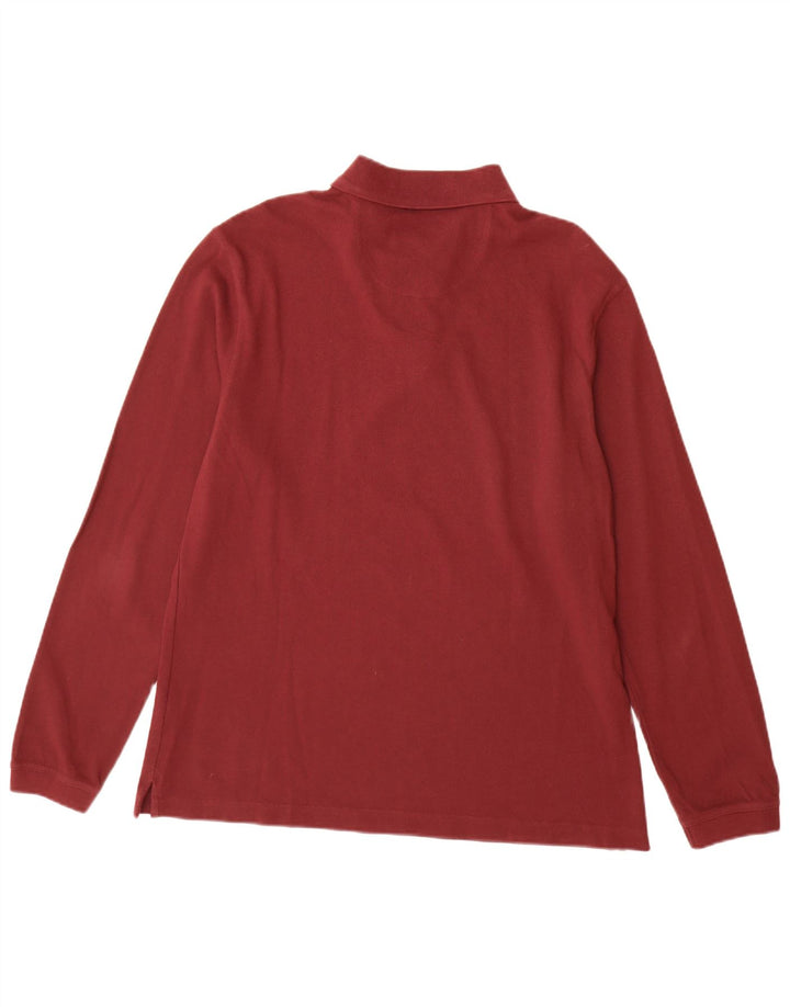 BARBOUR Mens Long Sleeve Polo Shirt XL Burgundy Cotton