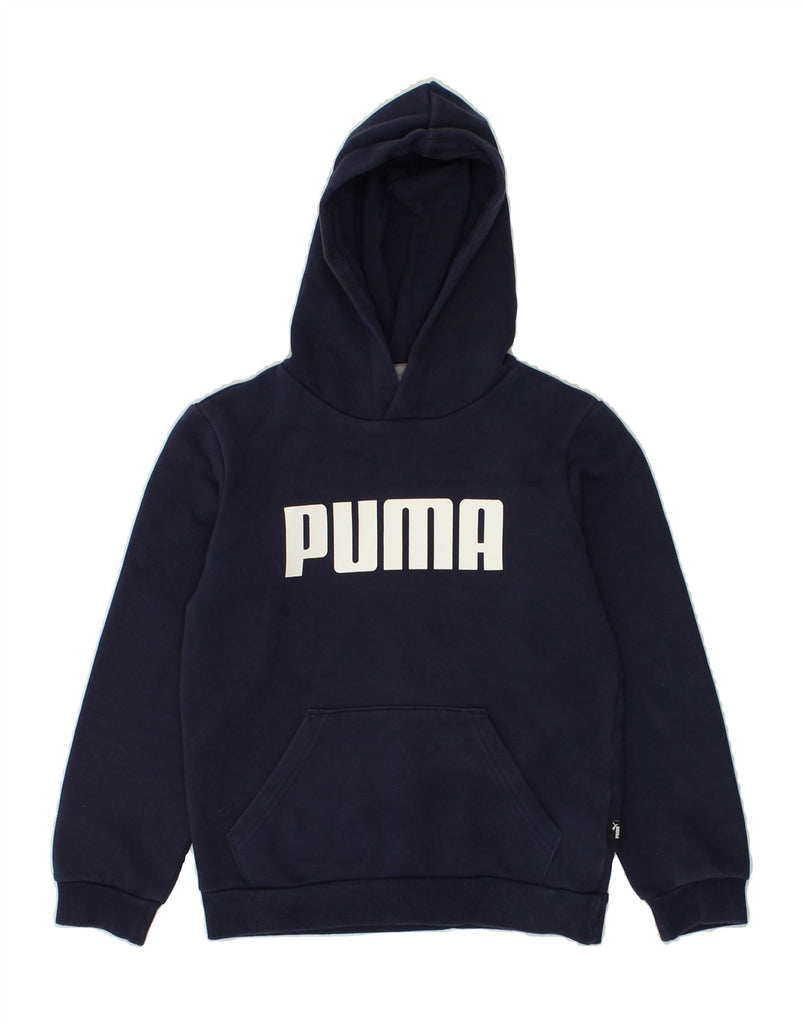 PUMA Boys Graphic Hoodie Jumper 9-10 Years Medium  Navy Blue Cotton | Vintage Puma | Thrift | Second-Hand Puma | Used Clothing | Messina Hembry 