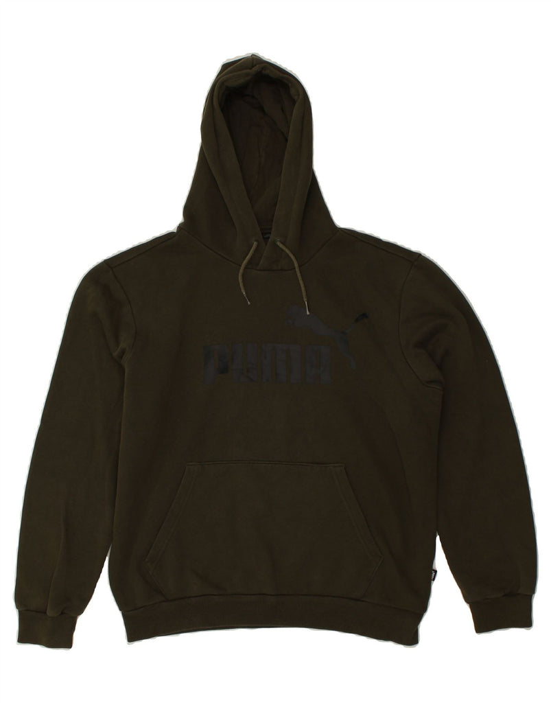 PUMA Mens Graphic Hoodie Jumper Small Khaki Cotton | Vintage Puma | Thrift | Second-Hand Puma | Used Clothing | Messina Hembry 