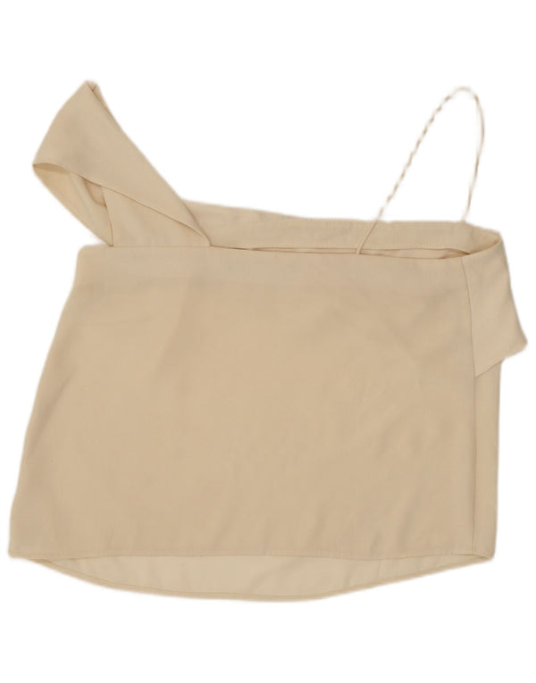 Zara Womens Crop One Shoulder Top UK 14 Large Off White