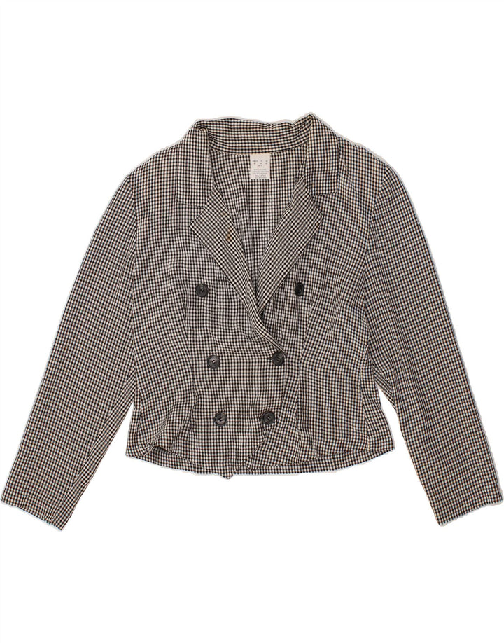 VINTAGE Womens Double Breasted Blazer Jacket UK 14 Large Black Gingham Vintage Vintage and Second-Hand Vintage from Messina Hembry 