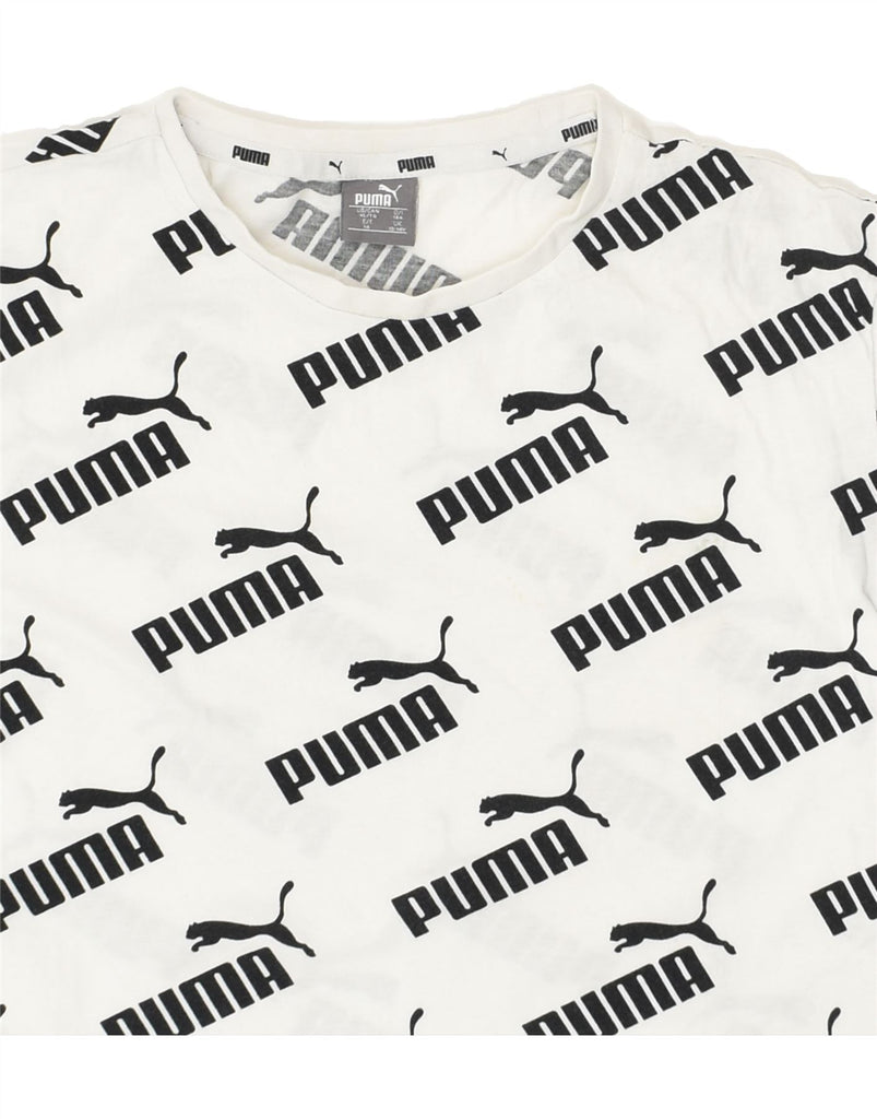 PUMA Boys Graphic T-Shirt Top 13-14 Years White Cotton | Vintage Puma | Thrift | Second-Hand Puma | Used Clothing | Messina Hembry 