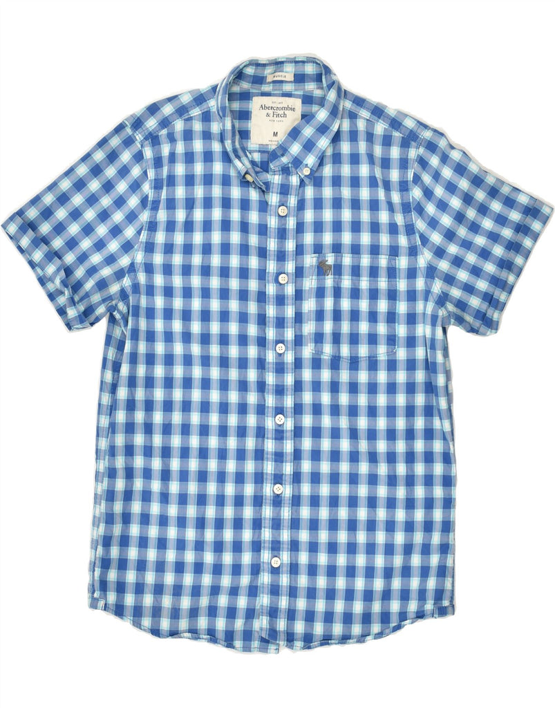 ABERCROMBIE & FITCH Mens Muscle Short Sleeve Shirt Medium Blue Gingham | Vintage Abercrombie & Fitch | Thrift | Second-Hand Abercrombie & Fitch | Used Clothing | Messina Hembry 