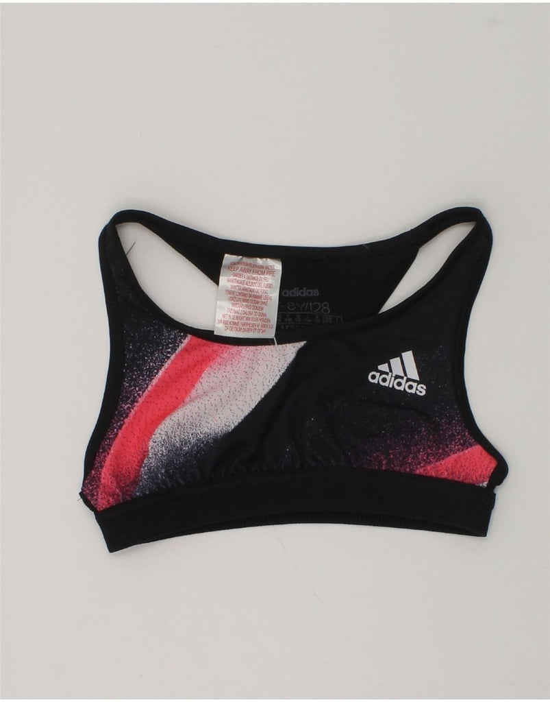 ADIDAS Girls Sport Bra Top 7-8 Years Black Colourblock | Vintage Adidas | Thrift | Second-Hand Adidas | Used Clothing | Messina Hembry 