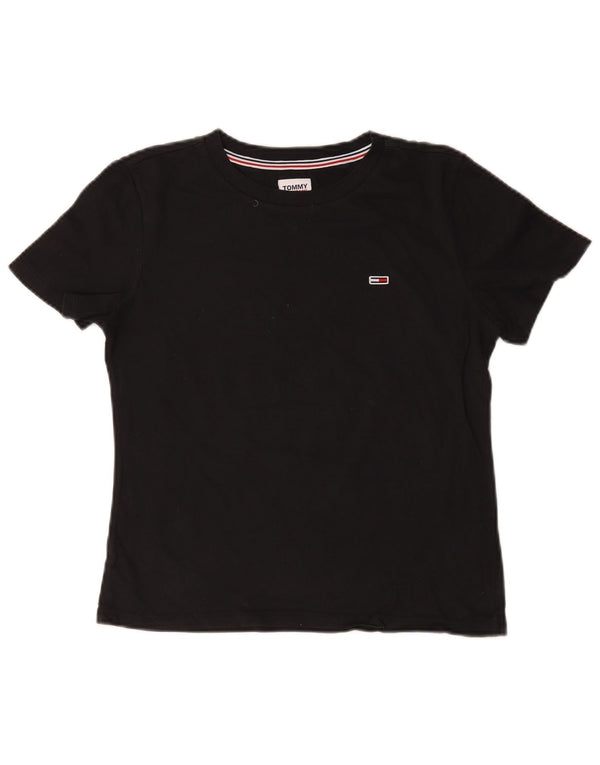 Tommy Hilfiger Womens T-Shirt Top UK 10 Small Black Cotton