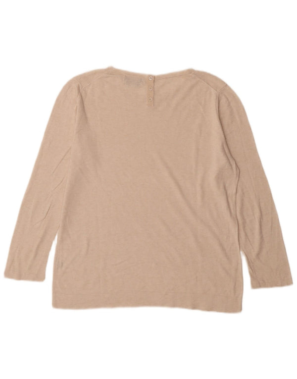 Massimo Dutti Womens Oversized Top Long Sleeve UK 16 Large Beige Cotton