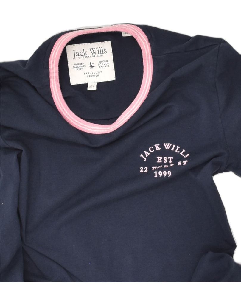 JACK WILLS Womens Long Sleeve T-Shirt Dress UK 10 Small Navy Blue Cotton | Vintage Jack Wills | Thrift | Second-Hand Jack Wills | Used Clothing | Messina Hembry 