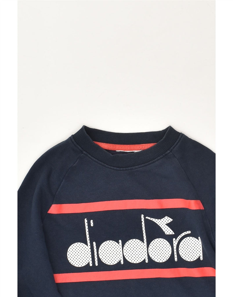 DIADORA Boys Graphic Sweatshirt Jumper 15-16 Years Navy Blue Cotton | Vintage Diadora | Thrift | Second-Hand Diadora | Used Clothing | Messina Hembry 