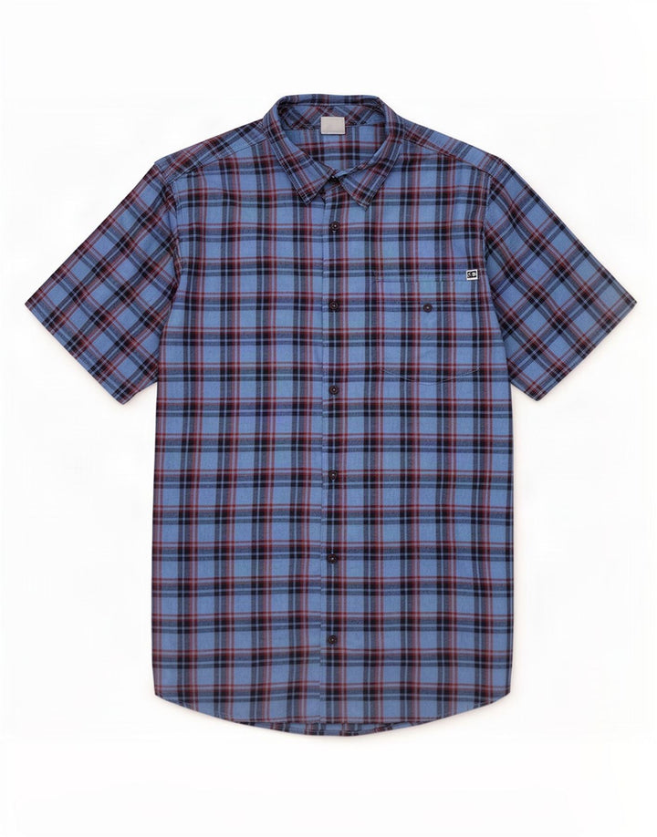 DC Mens Short Sleeve Shirt Large Blue Check Cotton