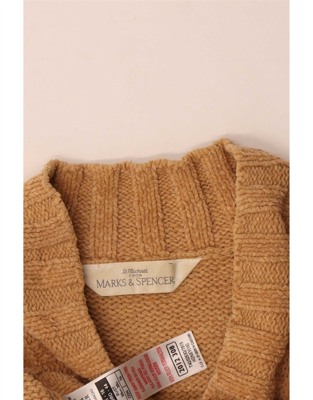 Marks & Spencer Womens St. Michael V-Neck Jumper Sweater UK 16 Large Gold