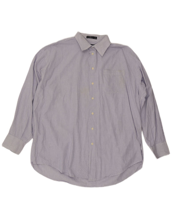 Nautica Mens Shirt Size 18 2XL Blue Pinstripe Cotton