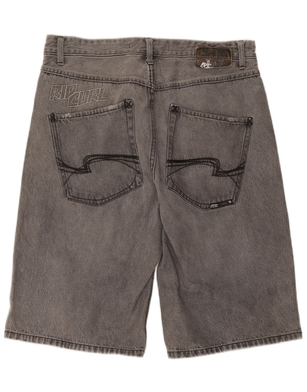Rip Curl Mens Graphic Denim Shorts W36 Large Grey Cotton